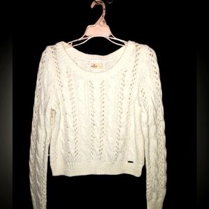 Hollister White Crop Sweater